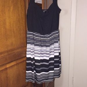 Black, blue, grey & white dress